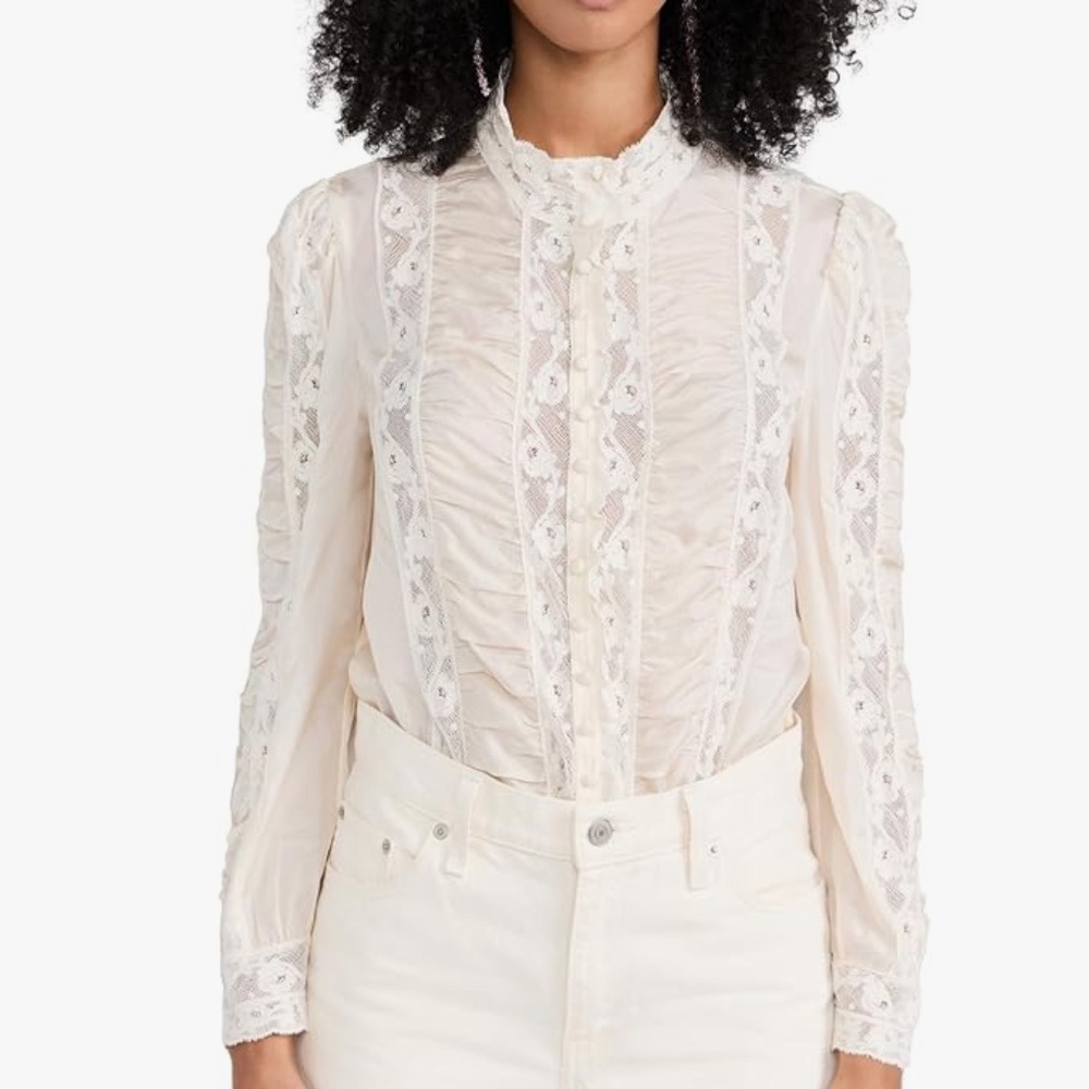 LoveShackFancy Cream Lace Blouse
